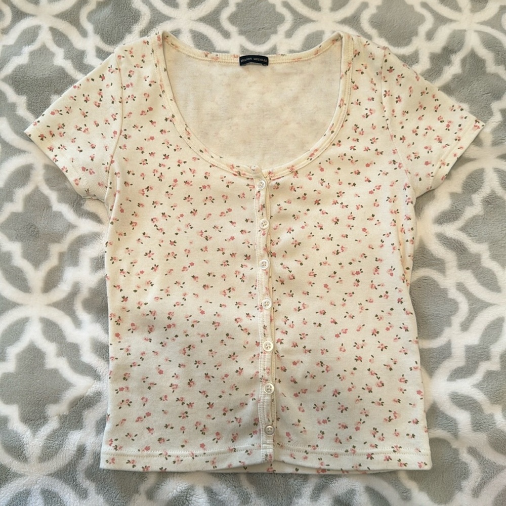Brandy Melville floral short sleeve Zelly top